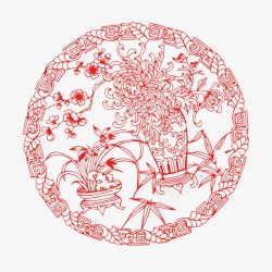 中国古典传统剪纸窗花中国剪纸花纹边框素材