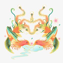 凤凰对视图插画素材