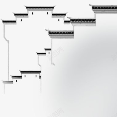 古风矢量素材中国古典屋檐图标GIF图标图标模板王古风山水古风免图标