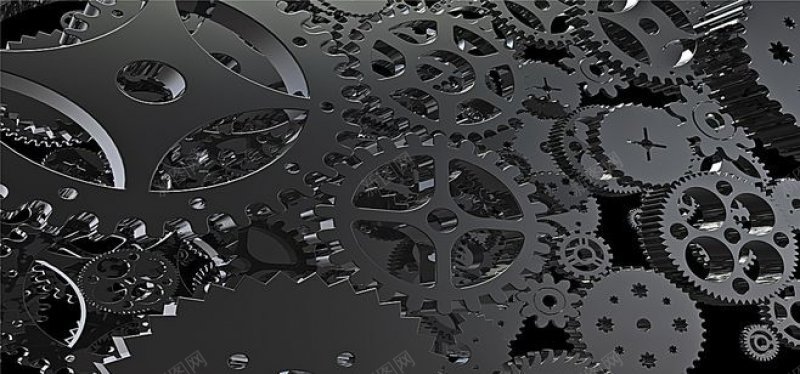 齿轮机械黑色3D几何图形立体几何图形创意几何图形时背景