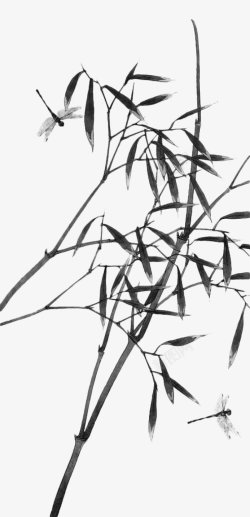 中国风竹子水墨山水国画水墨竹叶手绘环境素材