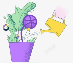 点赞关注主题欢快有趣的插画人物图扁平等距插画人素材