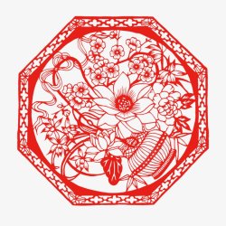 中国古典传统剪纸窗花中国剪纸花纹边框素材