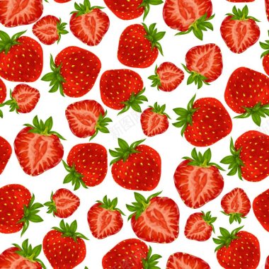 红色草莓无缝矢量背景