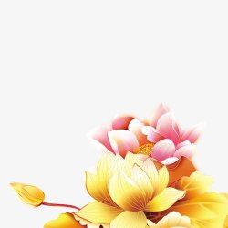 金色荷花中秋八月十五抽象灯笼花朵花好月圆节日浓情中素材