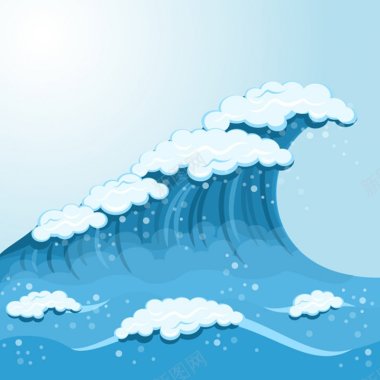 汹涌的蓝色海浪矢量有空理理背景