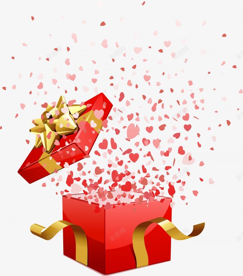 00396一个打开的红色圣诞节礼品盒子礼盒png免抠素材_88icon https://88icon.com 礼盒