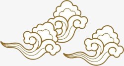 手绘中国风金色祥云底纹装饰素材