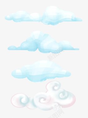 蓝色云朵手绘卡通海报小背景