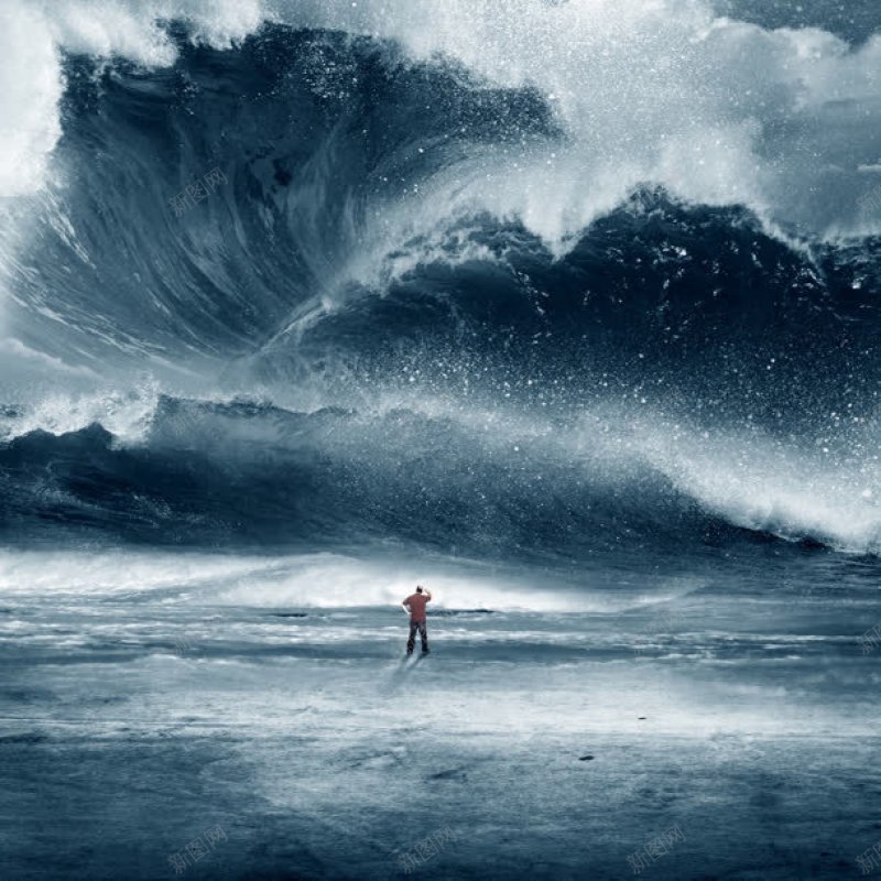 海啸下的人海报材质jpg设计背景_88icon https://88icon.com 材质 海啸下的人海报