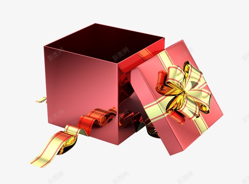 00166一个方形的礼品盒子外面装饰这金黄色的丝带png免抠素材_88icon https://88icon.com 礼盒