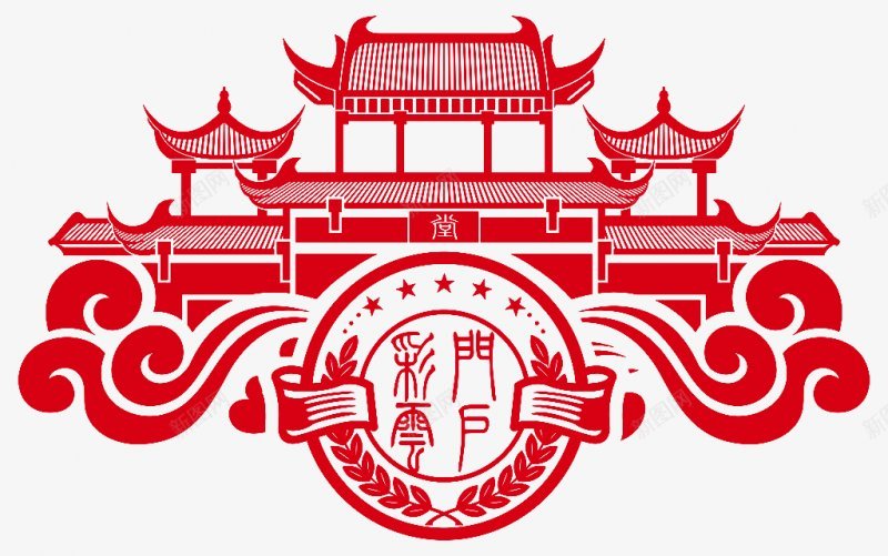 中国古建筑传统剪纸中国红透明无杂边png免抠素材_88icon https://88icon.com 专区 中国古建筑 中国红 传统 传统纹样 免扣 剪纸 无杂边 透明