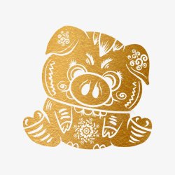 中国风传统烫金花纹金猪装饰素材