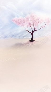 清新樱花树海报免费H5背景