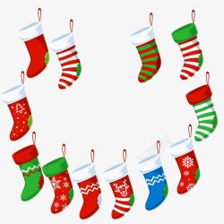 手绘圣诞节挂饰彩色袜子装饰图素材