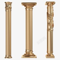 欧式装饰摆件柱子金色建模OLGO素材