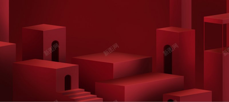 红色氛围空间搭建促销海报活动页面xiaolierL背景