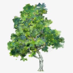 手绘树木绿色树木创意树木图素材