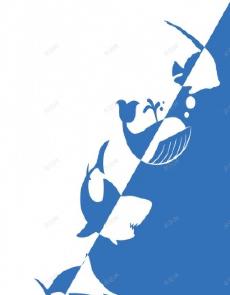 简约撞色蓝白水族馆免费H5jpg设计背景_88icon https://88icon.com 免费H5 简约撞色蓝白水族馆