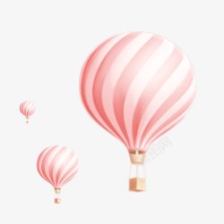 手绘粉白色热气球装饰插画素材