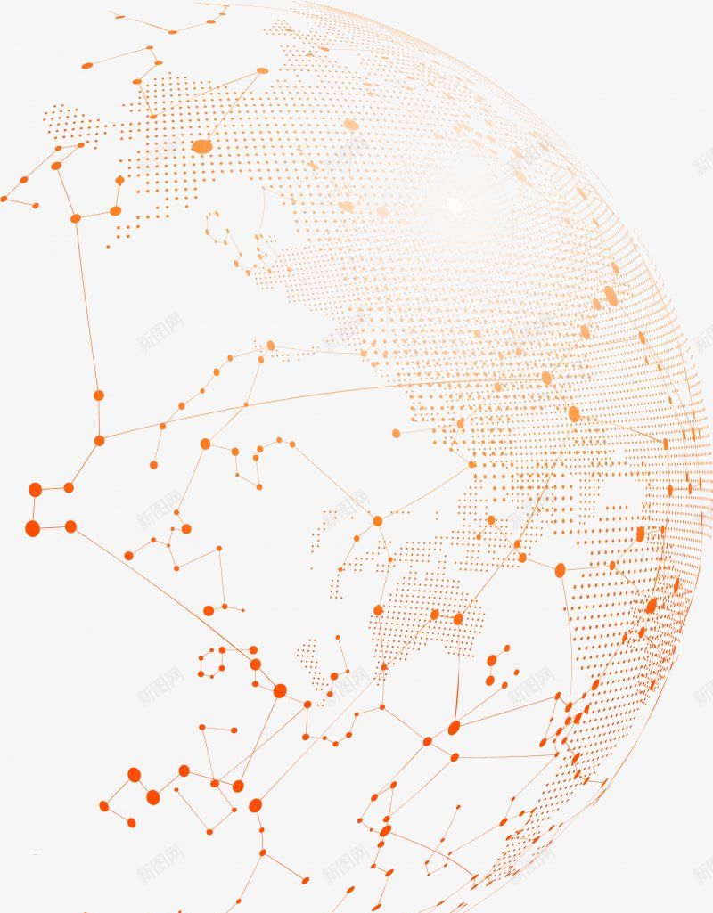 橙色点线科技地球插画png免抠素材_88icon https://88icon.com 点线地球 橙色地球 科技感 地球 星光 橙色 装饰