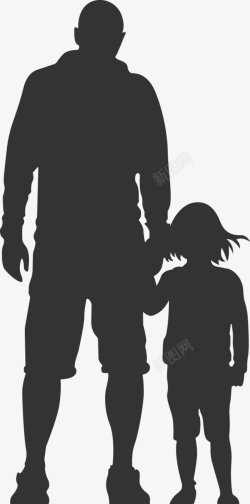 父女父亲节父爱父亲与女孩童年小女孩感恩插画卡通手绘素材