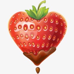 水果蔬菜爱心草莓新鲜水果草莓海报透明零素材