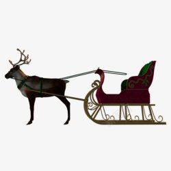 手绘棕色金鹿拉雪橇圣诞装饰素材