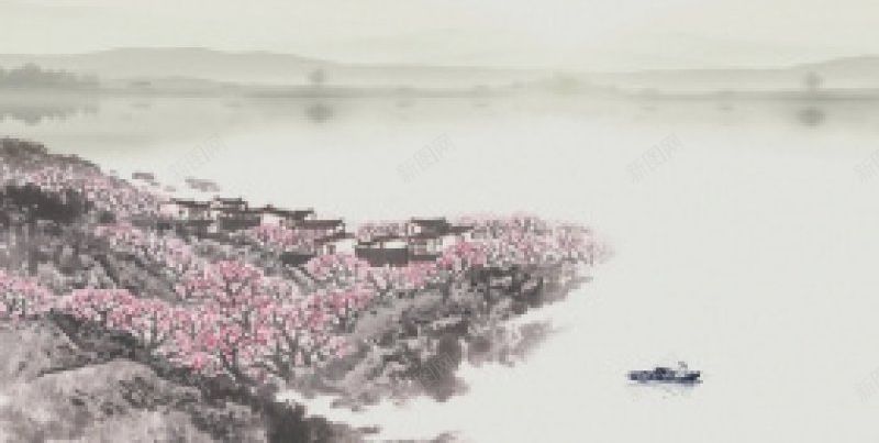 水墨山水桃花国画H5免费H5jpg设计背景_88icon https://88icon.com 免费H5 水墨山水桃花国画H5