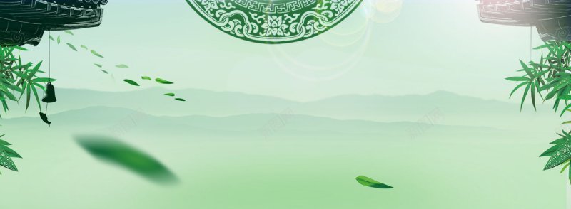 绿色复古玉器玉淘宝竹子促销海报电商海报绿色复古图库背景