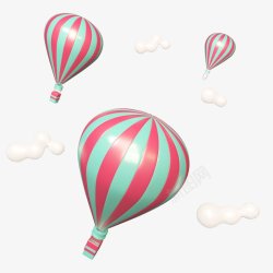 立体热气球Moregvey电商C4D场景装饰素材