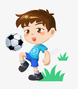 踢足球男孩卡通六一儿童节踢足球的男孩高清图片