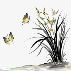 蝴蝶干笔画中国风工笔画高清图片