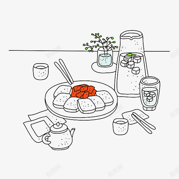 美食插图png免抠素材_88icon https://88icon.com 厨房插画 植物 炒菜 食品 餐具 饮料