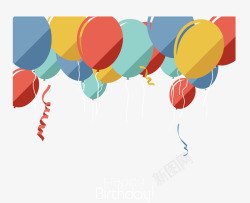 生日卡扁平气球birthdayhappy高清图片