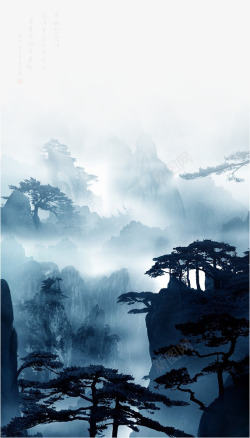 花鸟唯美中国古风山水画高清图片