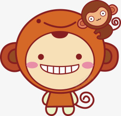 棕色卡通猴子男孩q版素材