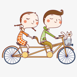 情侣骑双人自行车素材