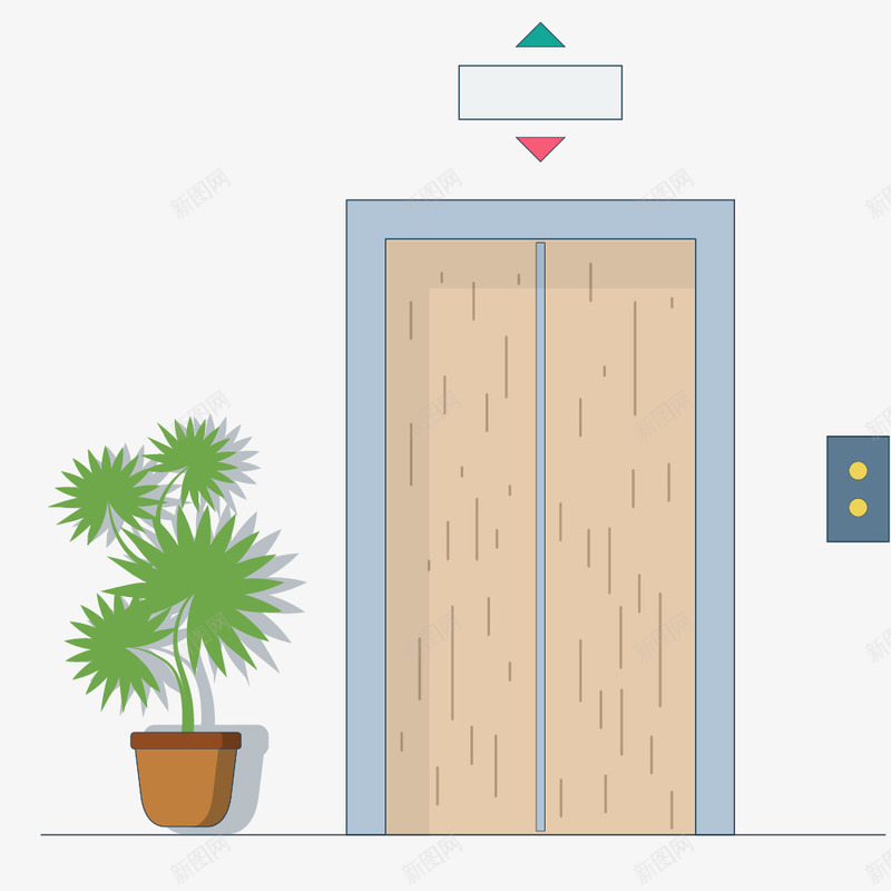 卡通电梯和绿植图案png免抠素材_88icon https://88icon.com 卡通 向上 向下 按键 楼房 电梯 盆栽 绿植