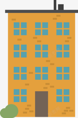 扁平化房黄色三层小楼房矢量图高清图片