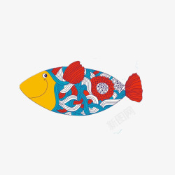 彩色装饰海洋生物鱼类图案素材