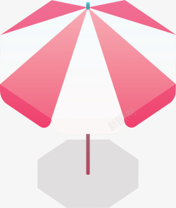 红白色夏天遮阳伞矢量图素材