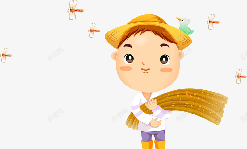 丰收稻谷的男孩png免抠素材_88icon https://88icon.com 丰收稻谷 人物插画 卡通人物 男孩 矢量人物