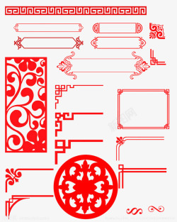 中式红色红色中式边框高清图片