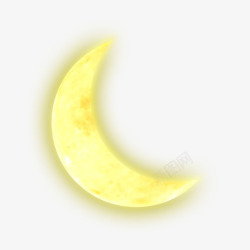 月光下黄色下弦月高清图片