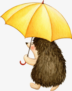 打着雨伞的刺猬卡通图素材