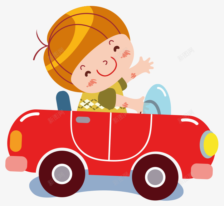 卡通手绘可爱男孩开红色汽车矢量图ai免抠素材_88icon https://88icon.com 卡通的人物 可爱的男孩 开红色汽车的男孩 手绘的男孩 矢量图