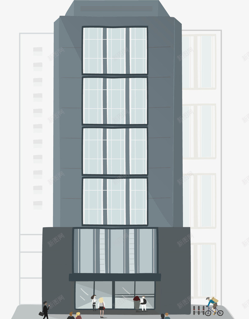 灰色商务公司大楼矢量图ai免抠素材_88icon https://88icon.com 公司大楼 商务 商务公司 大楼 灰色大楼 矢量png 矢量图