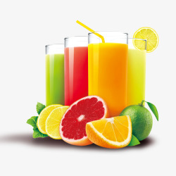 七彩果汁橙汁素材