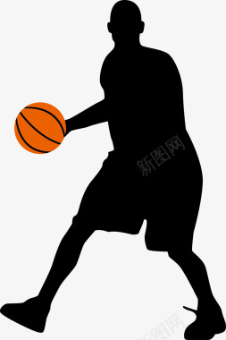 黑人篮球运动员打篮球的男人矢量图图标图标